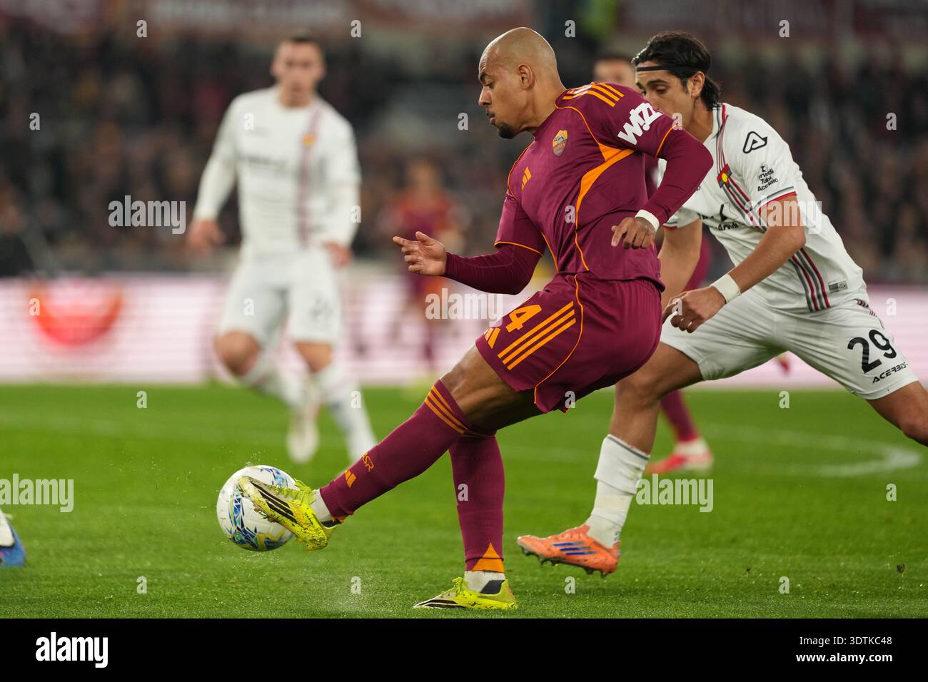 Rome, Italie. 22 février 2026. Donyell Malen de L'AS Roma lors du match de football Serie A 2025/2026 entre L'AS Roma et l'US Cremonese au Stadio Olimpico à Rome (Italie), le 22 février 2026. Crédit : Insidefoto/Alamy Live News Banque D'Images