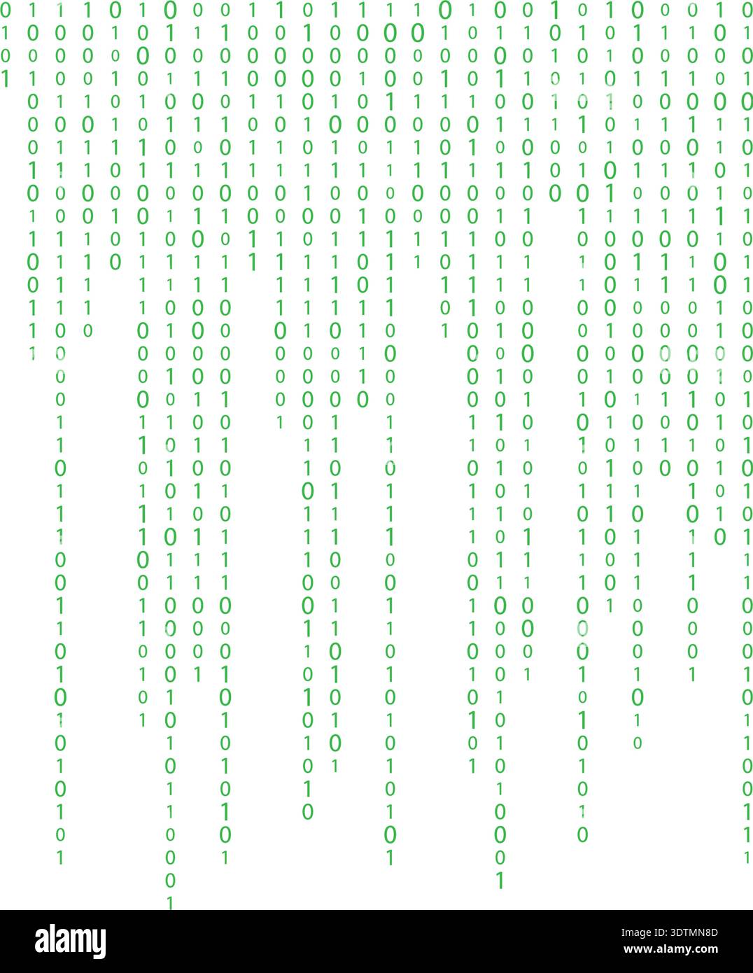 Code binaire vert abstrait tombant sur fond noir, technologie futuriste, flux de données, cyber et concept numérique Illustration de Vecteur