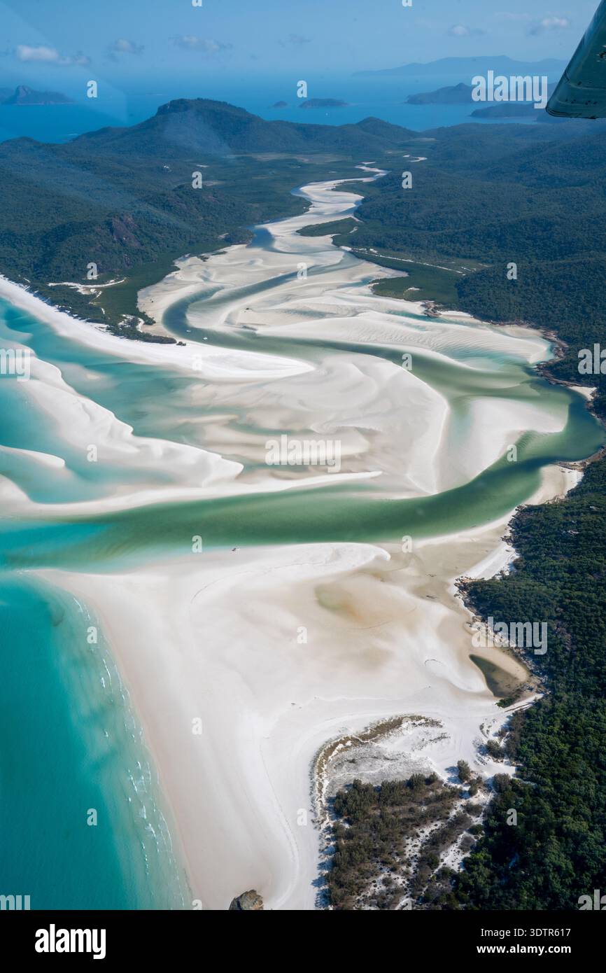 Vue aérienne de Whitehaven Beach Hill Inlet Banque D'Images