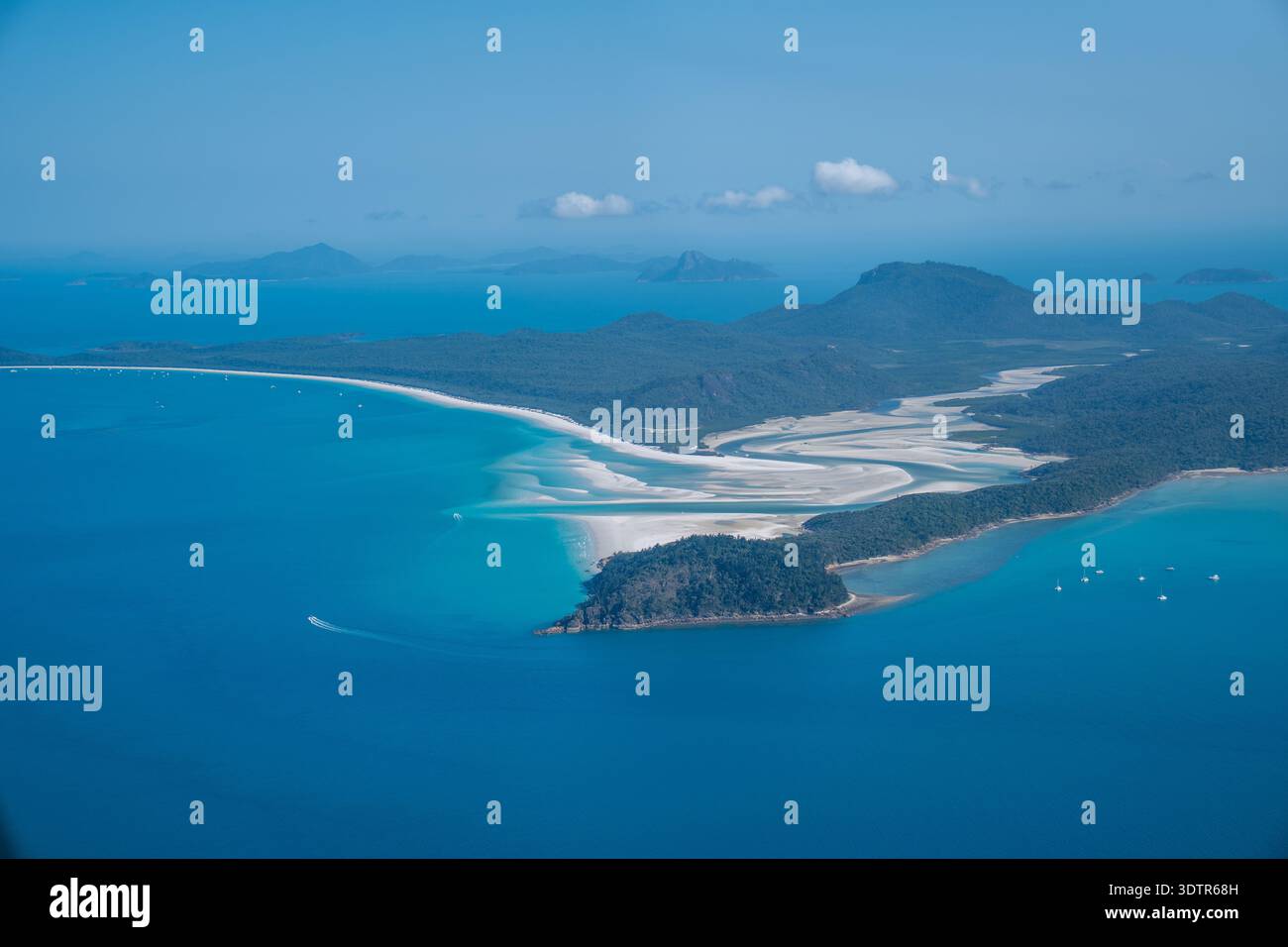 Vue aérienne îles whitsunday whitehaven Beach Hill Inlet Banque D'Images