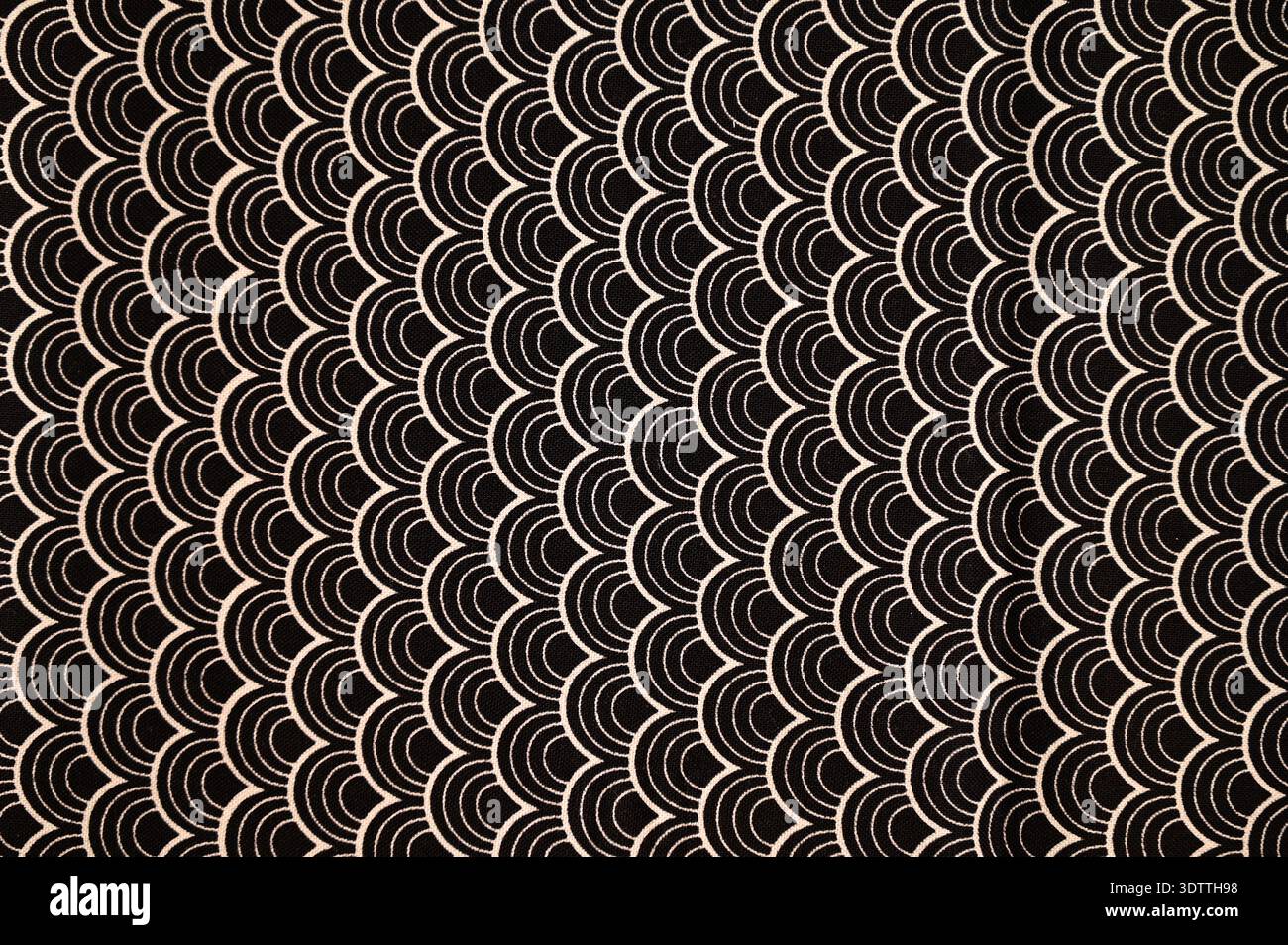 motif géométrique noir et blanc avec répétitions de formes courbes. Texture décorative sans couture avec motif circulaire rythmique, idéal pour l'arrière-plan Banque D'Images