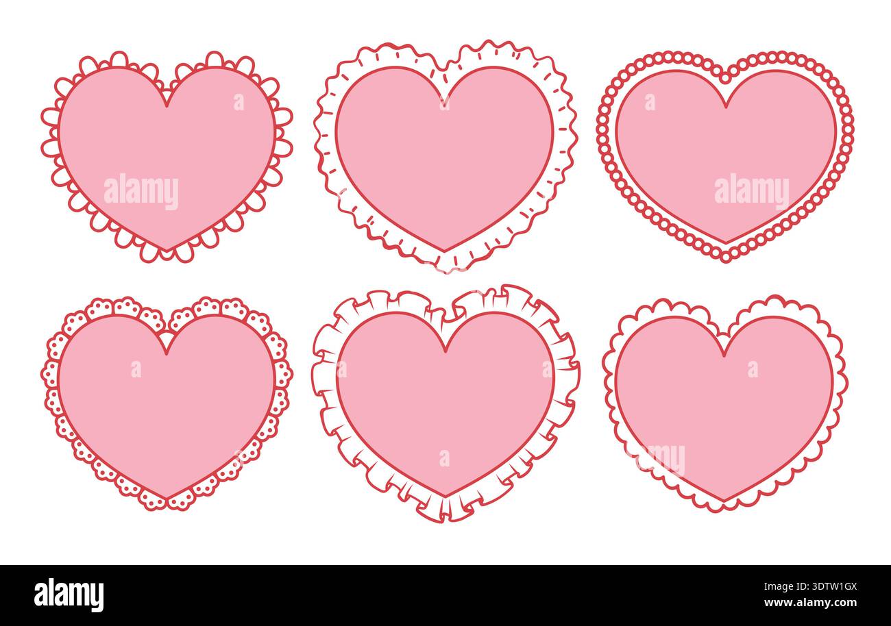 Ensemble de coeurs roses Illustration de Vecteur