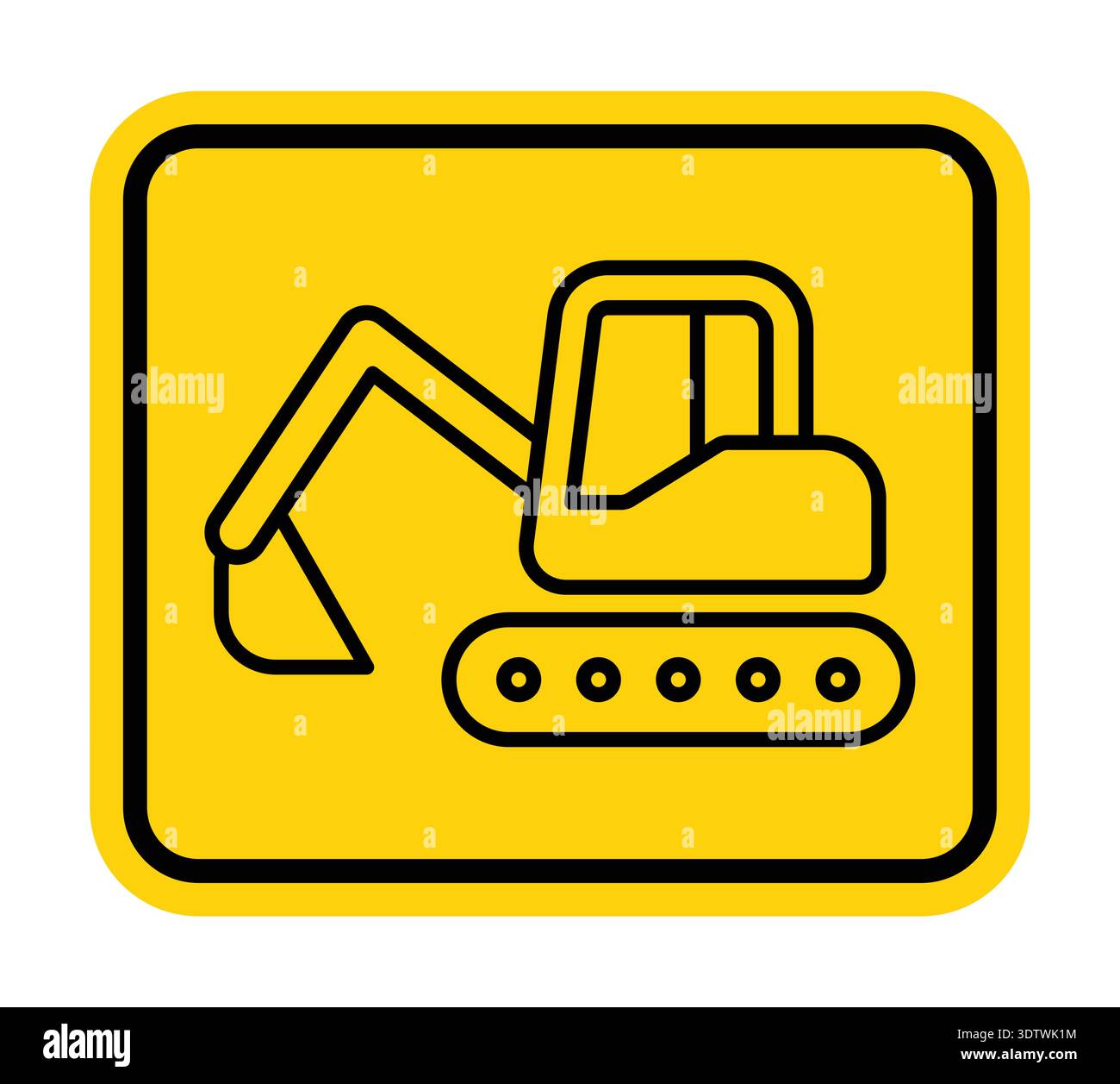 Cette icône jaune représente une excavatrice, symbolisant les activités de construction. Idéal pour les panneaux de sécurité ou les conceptions liées à la construction, il transmet indust Illustration de Vecteur