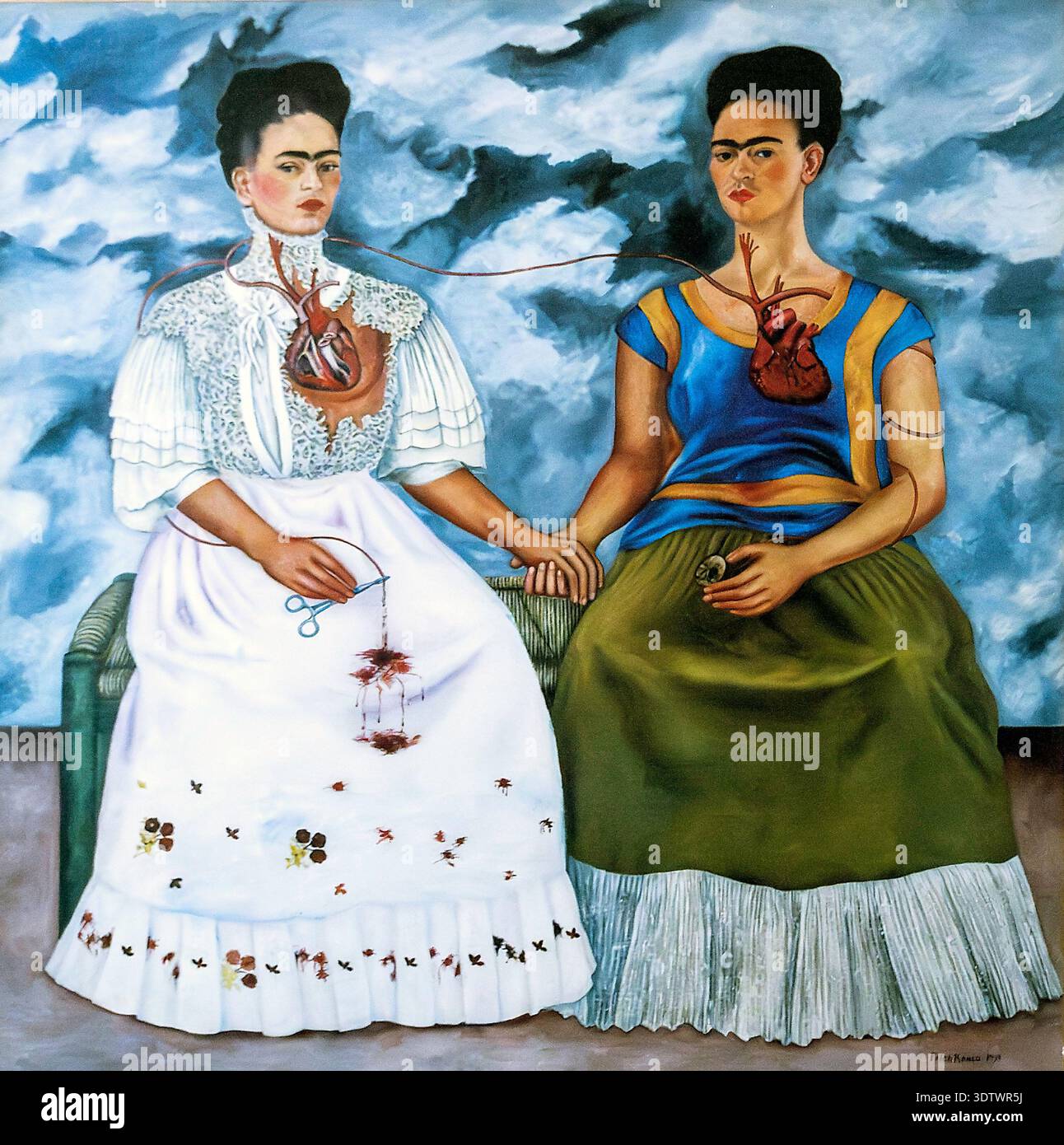Le tableau des deux Fridas (1939) de l'artiste mexicaine Frida Kahlo Banque D'Images