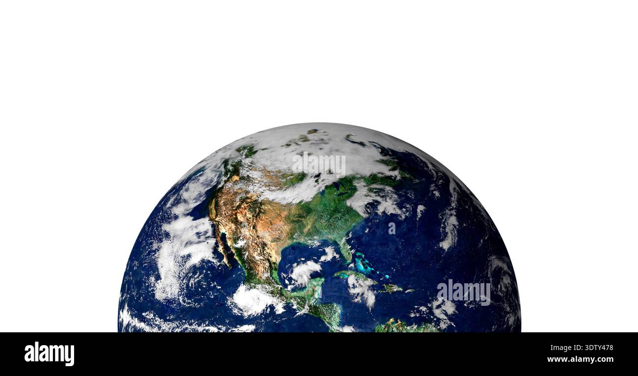 La Terre vue de l'espace de l'Amérique du Nord isolé sur fond blanc. Banque D'Images