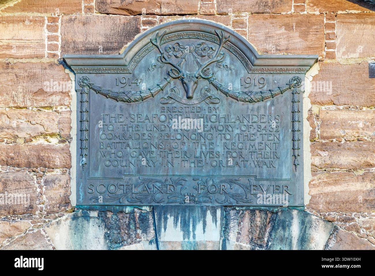 Mémorial de la première Guerre mondiale par les Seaforth Highlanders, Fort George, fort du XVIIIe siècle près d'Ardersier, Highland, Écosse, Royaume-Uni Banque D'Images