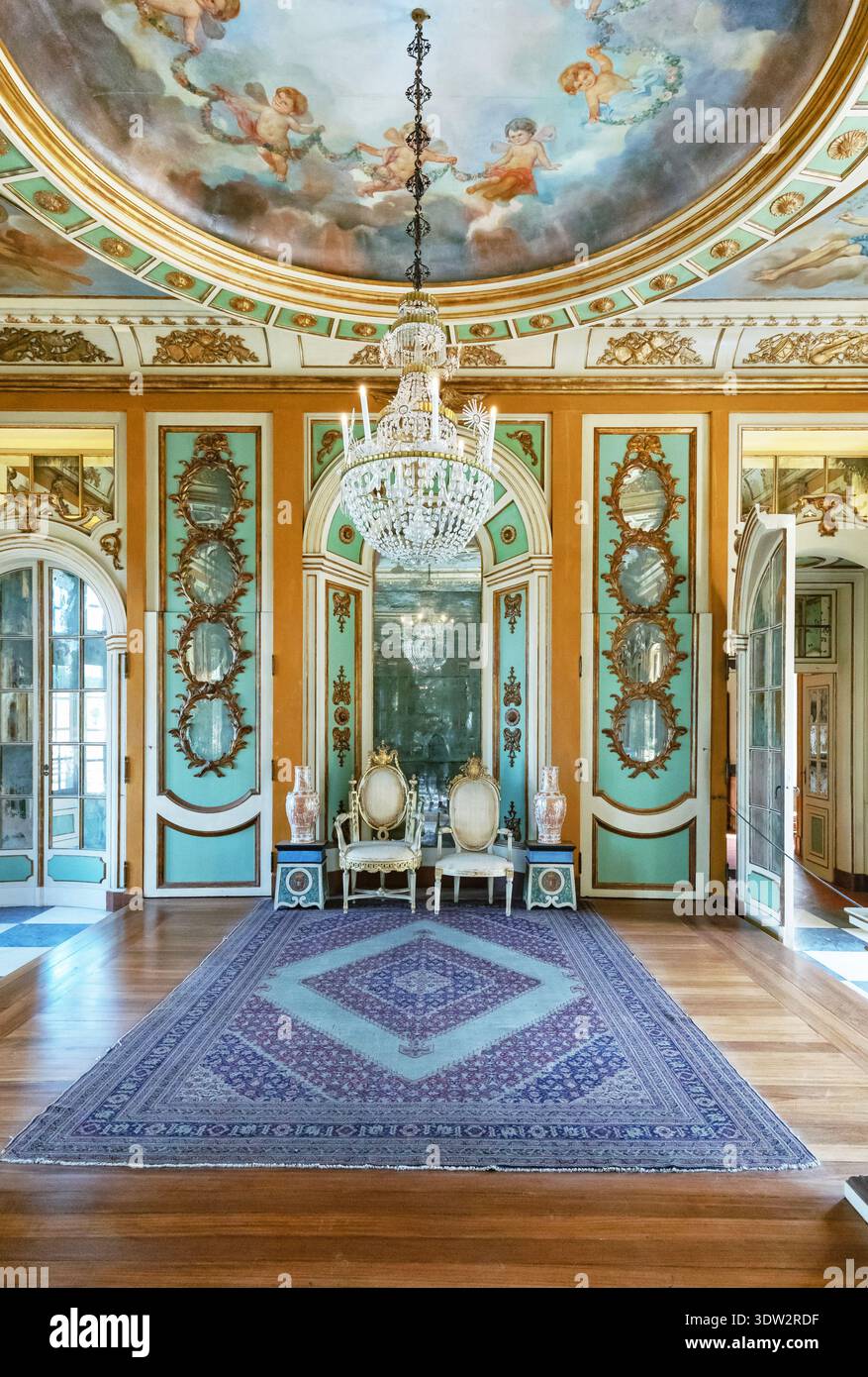Intérieur du bâtiment du palais national de Queluz, Queluz, Lisbonne, Portugal Banque D'Images