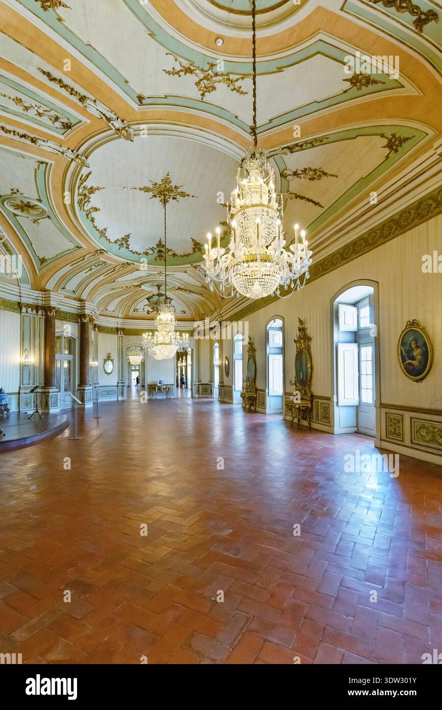 Intérieur du bâtiment du palais national de Queluz, Queluz, Lisbonne, Portugal Banque D'Images