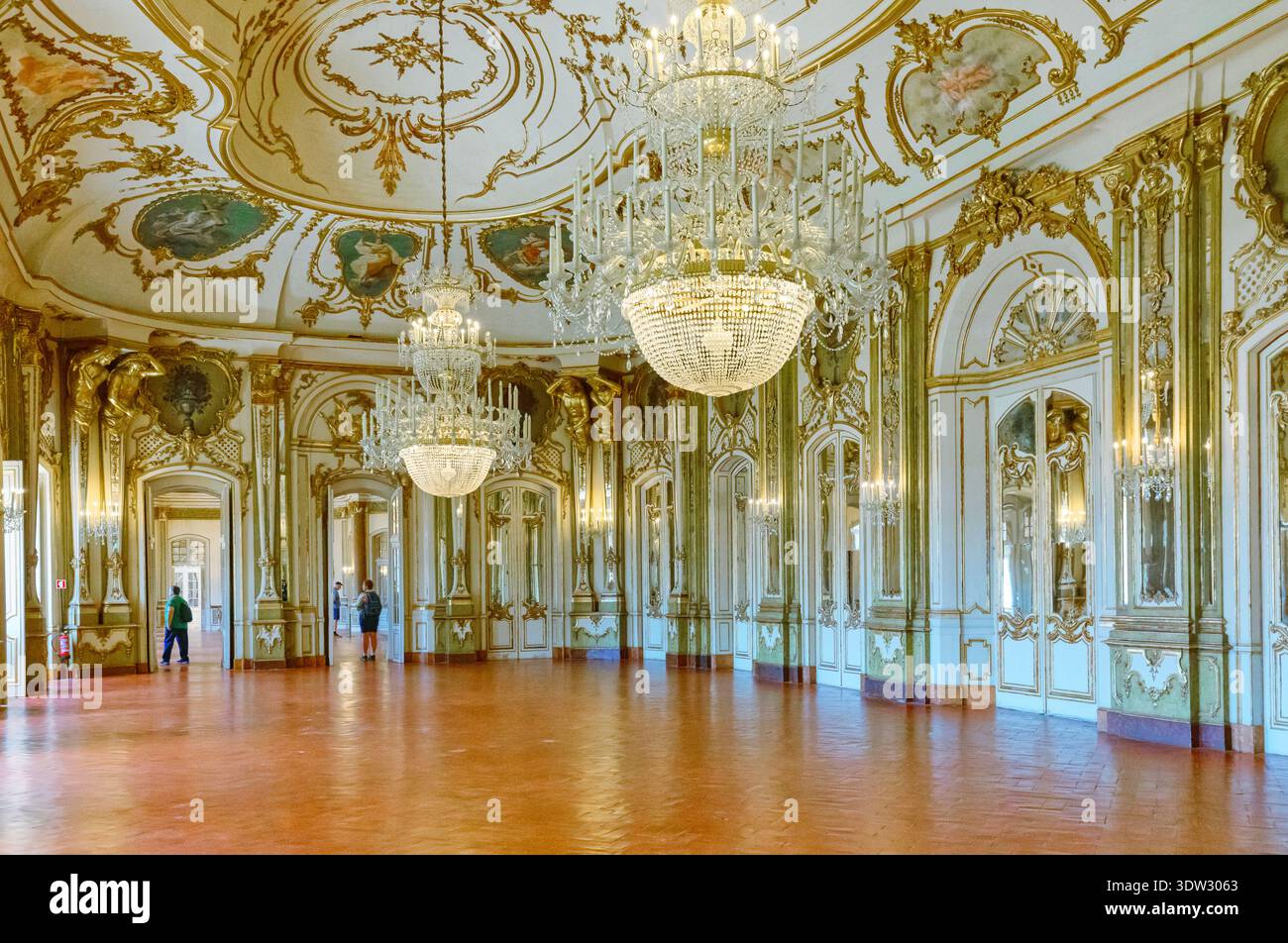 Intérieur du bâtiment du palais national de Queluz, Queluz, Lisbonne, Portugal Banque D'Images