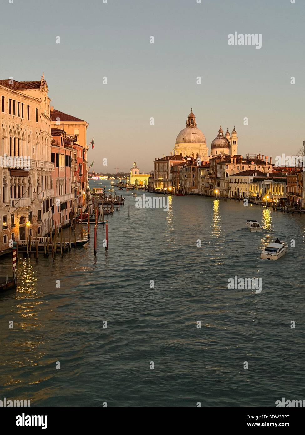 Canaux historiques, gondoles et architecture Renaissance le long du Grand canal à Venise, en Italie, mettant en valeur le front de mer emblématique et les monuments de la ville. Banque D'Images
