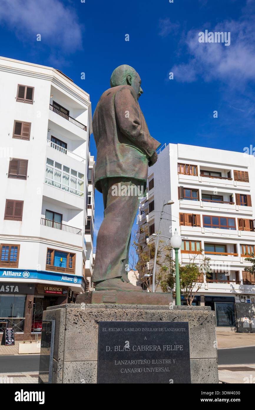 D. Blas Cabrera Felipe Statue, Arrecife City, Île de Lanzarote, Îles Canaries, Espagne Banque D'Images