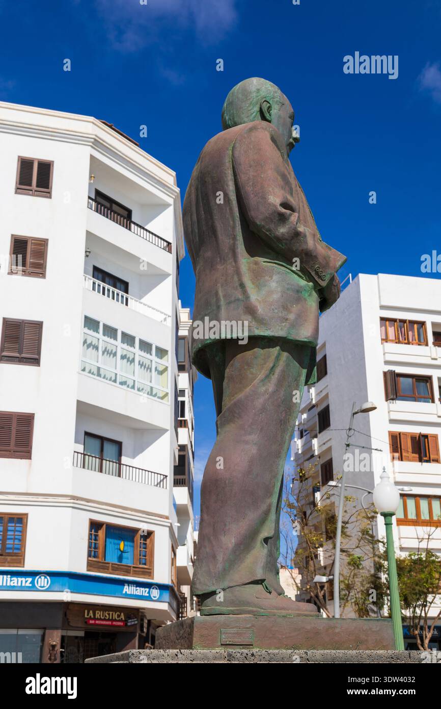 D. Blas Cabrera Felipe Statue, Arrecife City, Île de Lanzarote, Îles Canaries, Espagne Banque D'Images