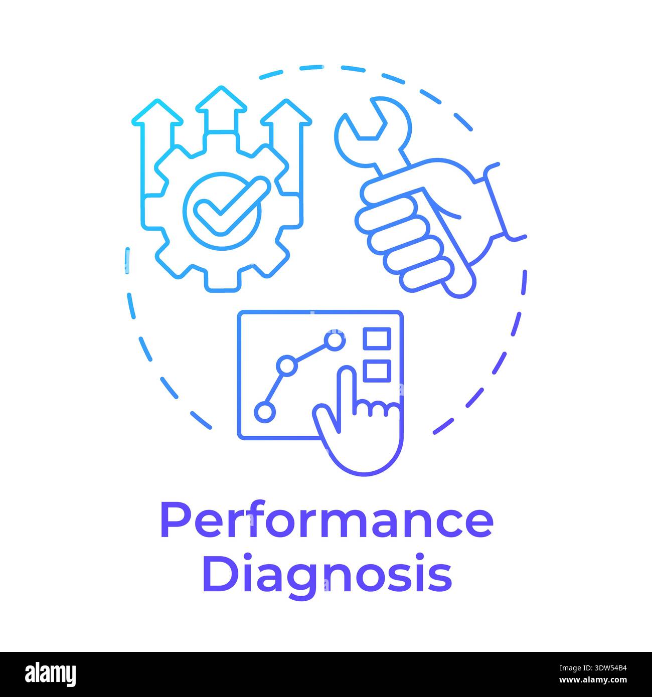 Icône de concept de gradient bleu de diagnostic des performances Illustration de Vecteur