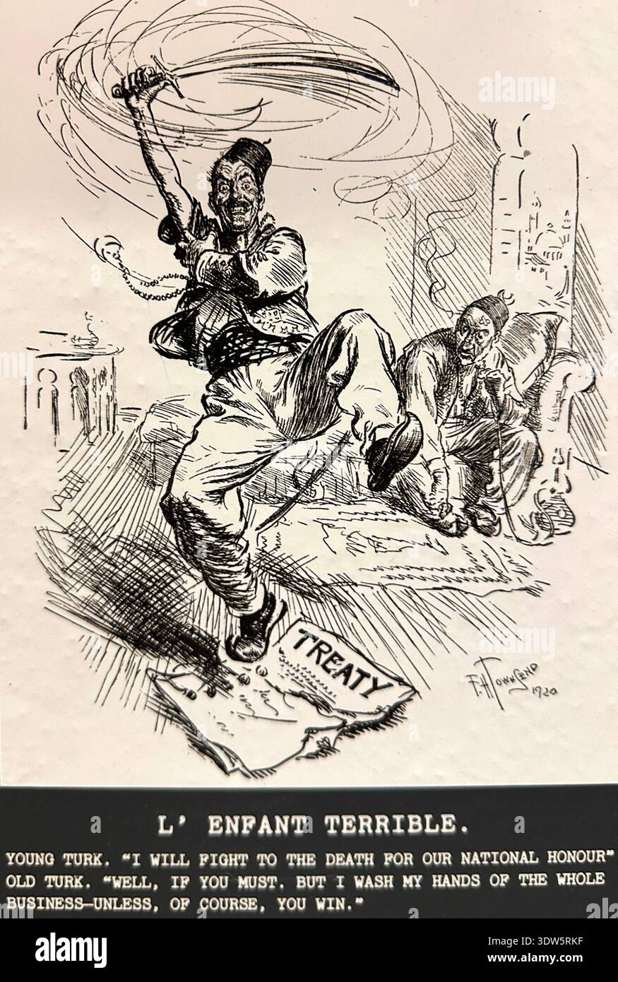 Il s’agit d’une caricature intitulée « L’enfant terrible » publiée le 7 juillet 1920 dans la revue satirique britannique Punch, qui traite du traité de Sèvres Banque D'Images