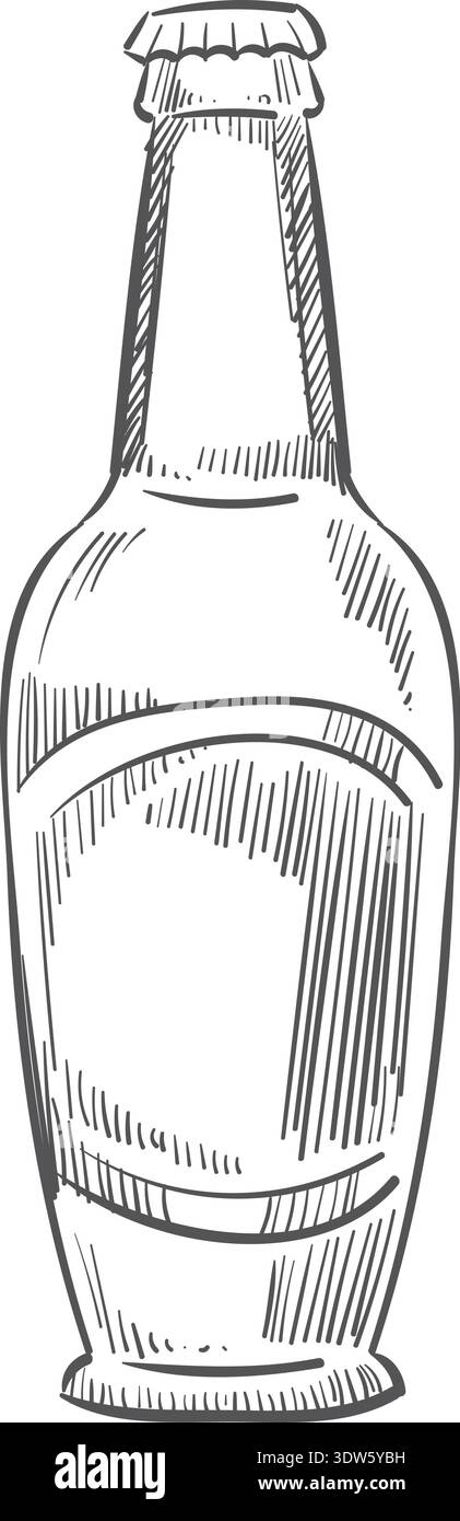 Icône de bouteille de bière dessinée à la main. Boisson de pub Illustration de Vecteur