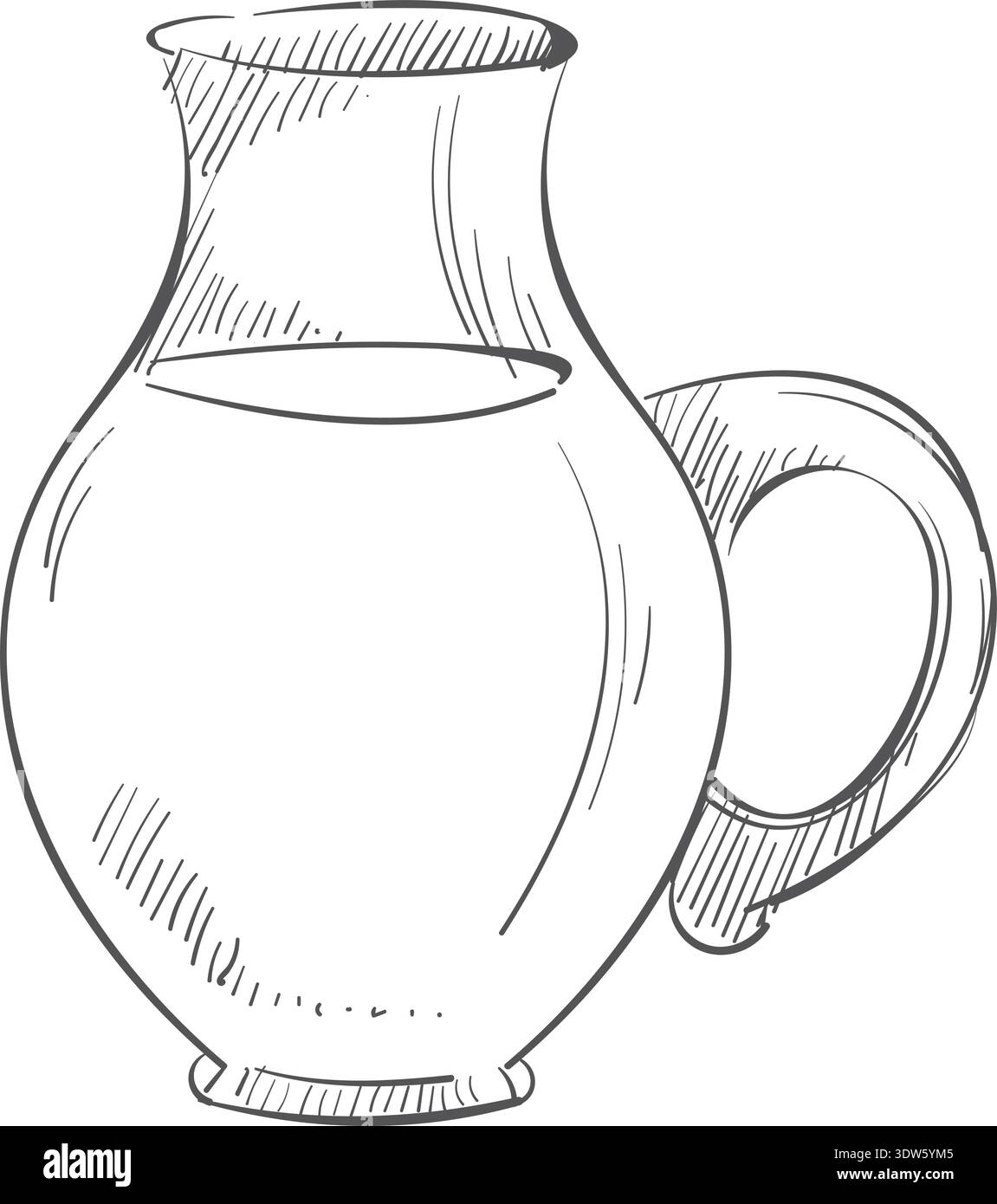 Pichet en verre doodle. Icône pichet d'eau ou de lait Illustration de Vecteur