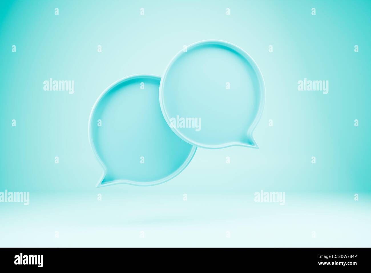 Fond de bulles de parole cyan 3d pour la communication Banque D'Images