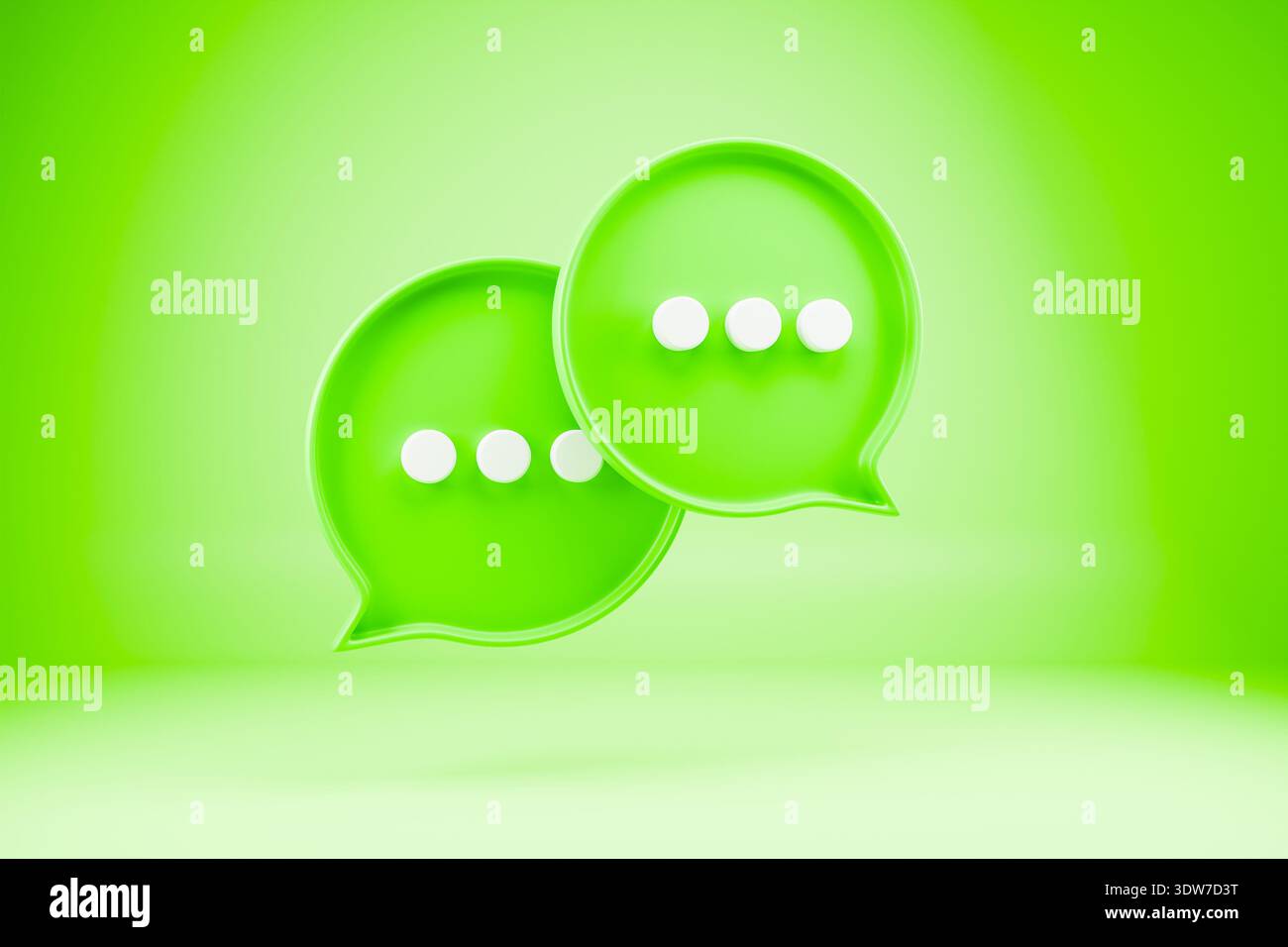 Fond vert de bulles de parole 3d pour la communication Banque D'Images