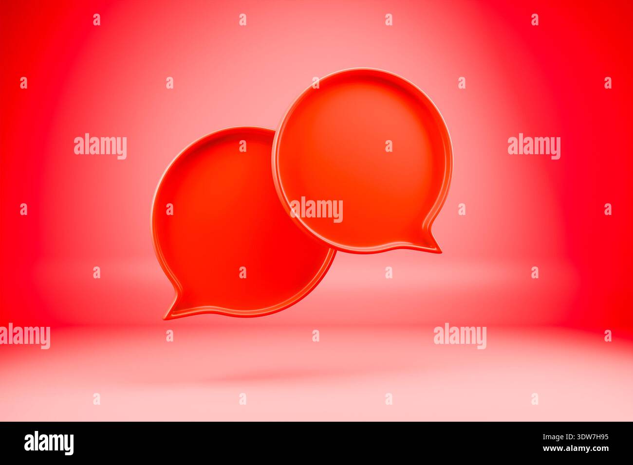 Fond rouge de bulles de parole 3D pour la communication Banque D'Images