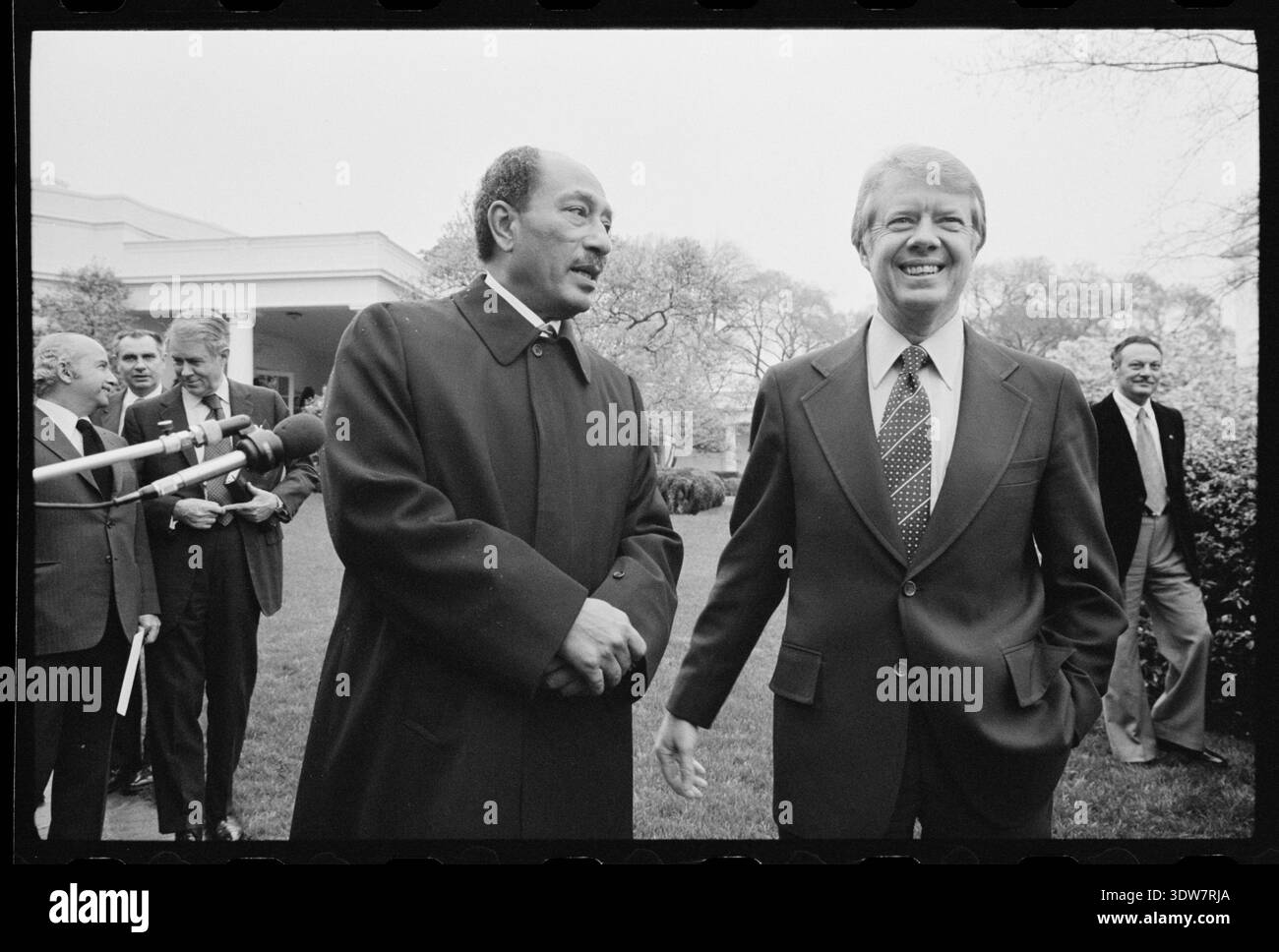 Le président Jimmy carter et le président égyptien Anwar Sadate à la Maison Blanche, Washington, D.C. Banque D'Images