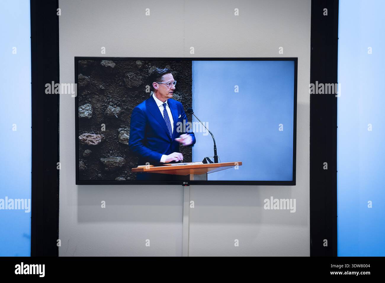 LA HAYE – Joost Eerdmans (JA21) lors du débat sur la déclaration du gouvernement dans la salle plénière de la Chambre des représentants. Le Cabinet Jetten débattra de la politique pour le prochain mandat du Cabinet avec la Chambre. JEROEN JUMELET / anp pays-bas OUT - belgique OUT Banque D'Images