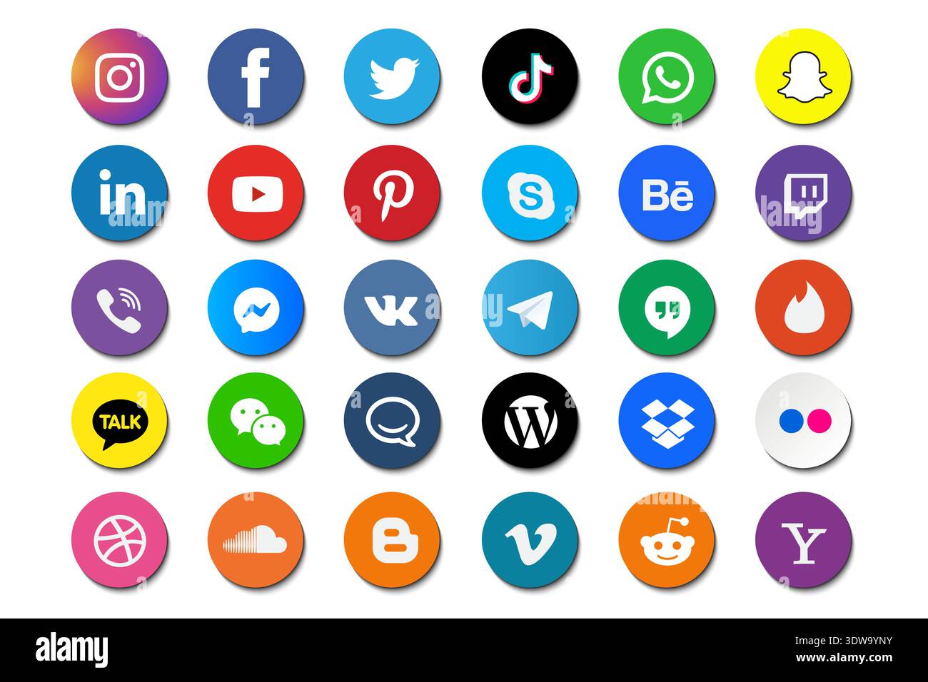 Grand ensemble de médias sociaux populaires et collection d'icônes de site Web, peut être utilisé pour les conceptions d'entreprise, les conceptions de présentation ou toutes les conceptions appropriées. Illustration de Vecteur