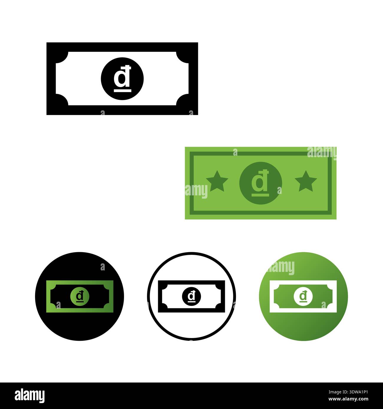 Illustration d'icône de billet de banque abstrait Dong, peut être utilisée pour les conceptions d'entreprise, les conceptions de présentation ou toutes les conceptions appropriées. Illustration de Vecteur