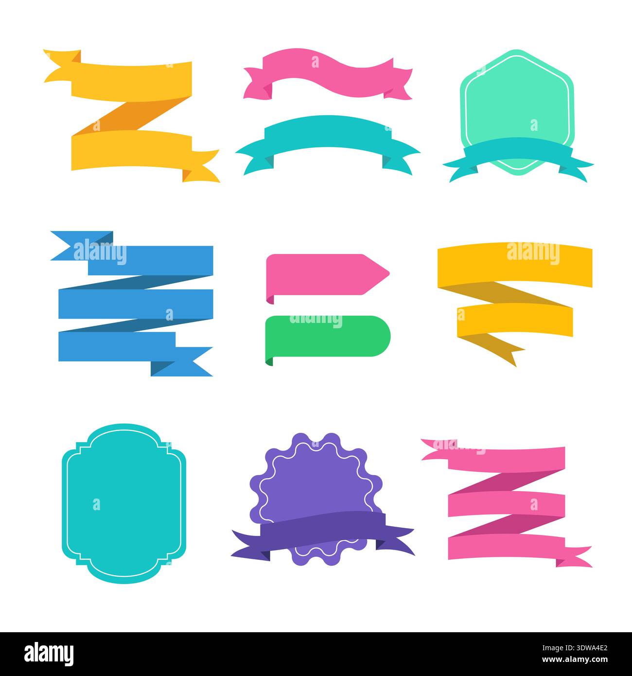 L'ensemble coloré de rubans plats, peut être utilisé pour les conceptions d'entreprise, les conceptions de présentation ou toutes les conceptions appropriées. Illustration de Vecteur