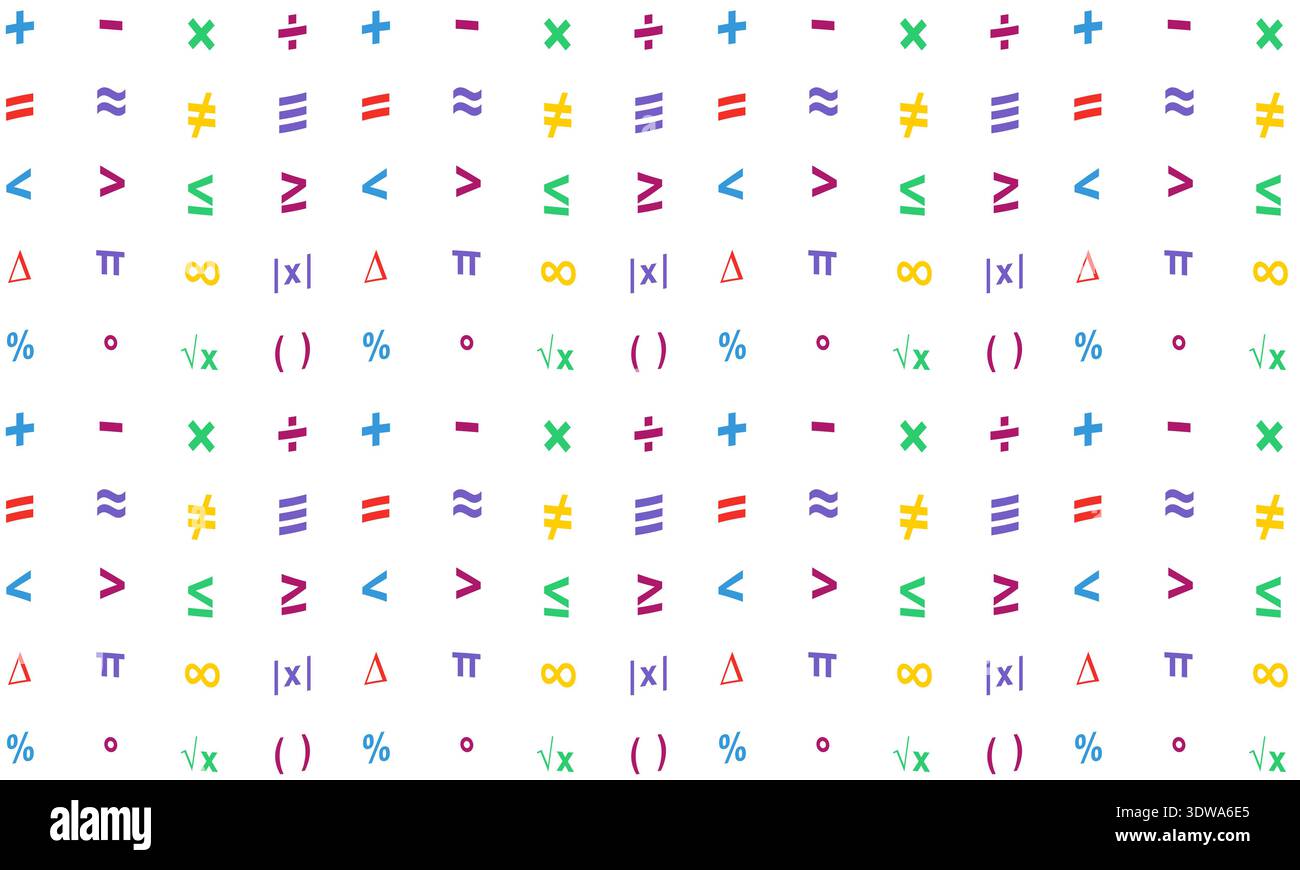 Colorée Math Symbol Pattern Flat Design, peut être utilisée pour les conceptions d'entreprise, les conceptions de présentation ou toutes les conceptions appropriées. Illustration de Vecteur
