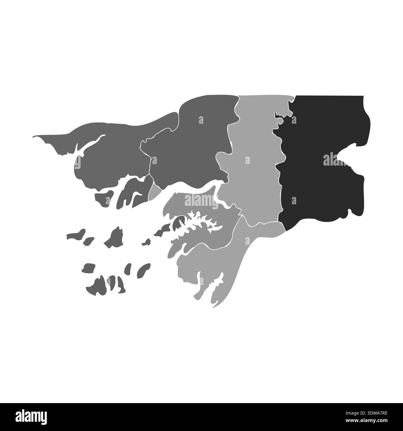 Gray Divided Map de Guinée Bissau, peut être utilisé pour les conceptions d'entreprise, les conceptions de présentation ou toutes les conceptions appropriées. Illustration de Vecteur