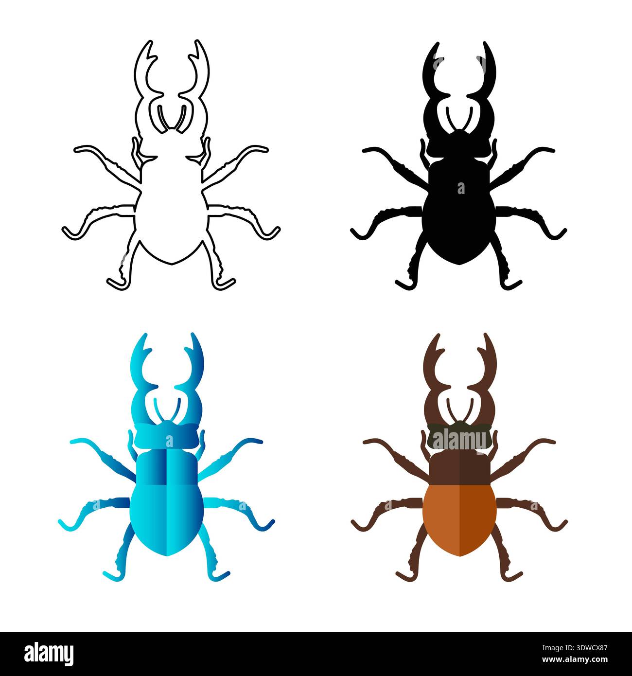 Illustration abstraite Flat Stag Beetle Insect Silhouette, peut être utilisée pour les conceptions d'entreprise, les conceptions de présentation ou toutes les conceptions appropriées. Illustration de Vecteur
