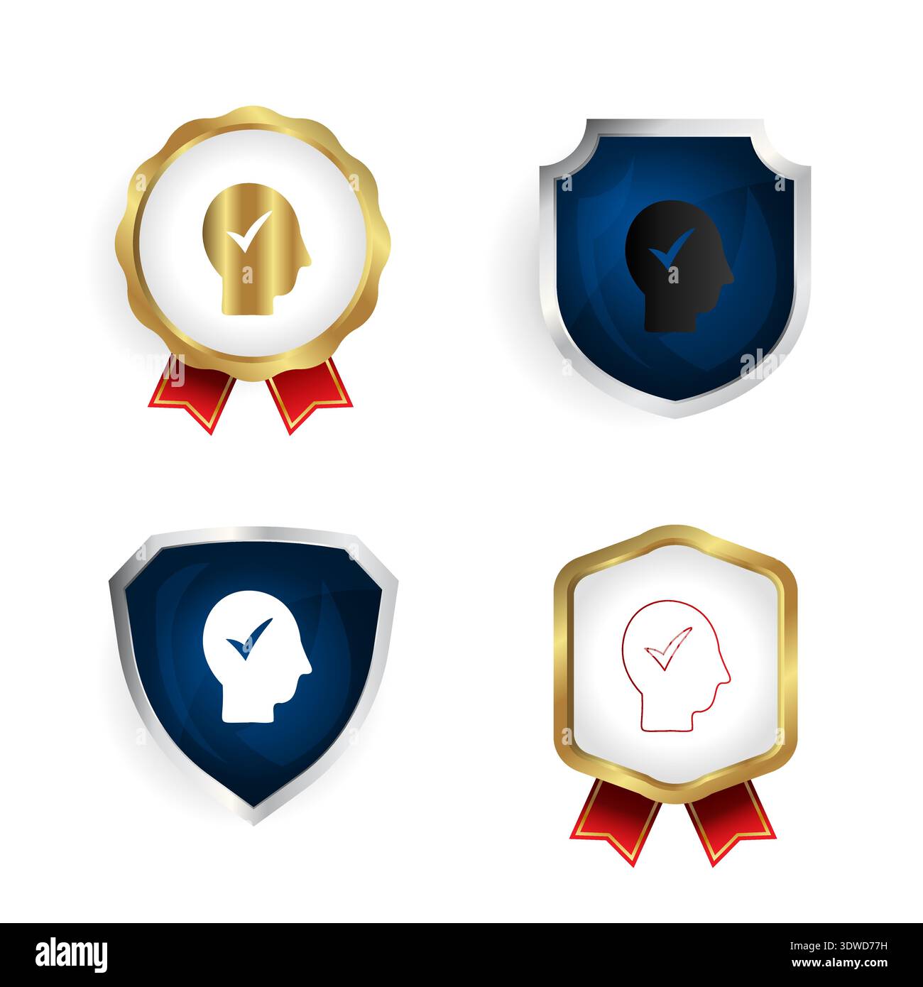 Badge abstrait de santé mentale et Collection d'étiquettes, peut être utilisé pour les conceptions d'entreprise, les conceptions de présentation ou toutes les conceptions appropriées. Illustration de Vecteur