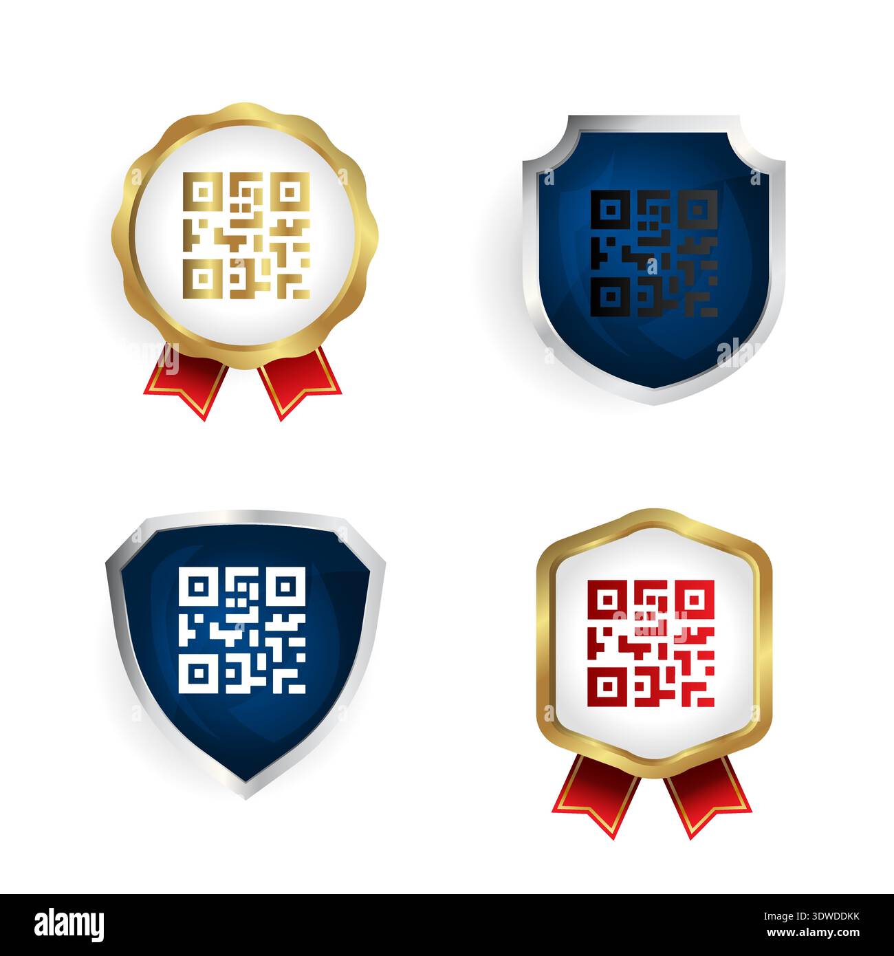 Résumé QR Code badge et Collection d'étiquettes, peut être utilisé pour les conceptions d'entreprise, les conceptions de présentation ou toutes les conceptions appropriées. Illustration de Vecteur