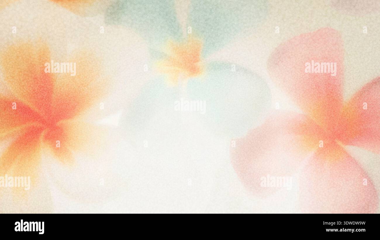 Des fleurs pastel douces fleurissent dans de douces nuances de rose, d'orange et de bleu, créant une atmosphère tranquille et sereine dans un jardin paisible. Les couleurs se mélangent Banque D'Images