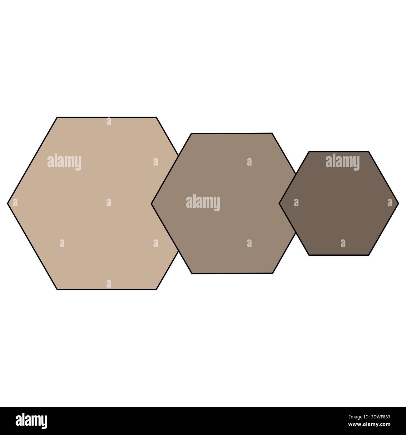 Hexagones triples. Formes de polygone terreux. Représentations géométriques triples distinguées. Illustration de Vecteur