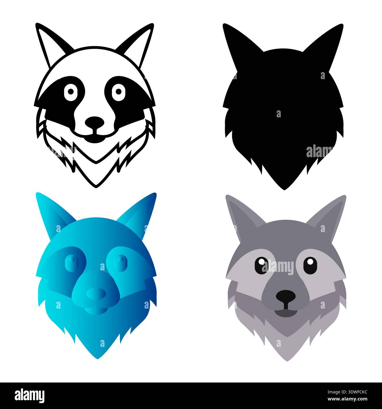 Illustration abstraite Flat Wolf Head Silhouette, peut être utilisée pour les conceptions d'entreprise, les conceptions de présentation ou toutes les conceptions appropriées. Illustration de Vecteur