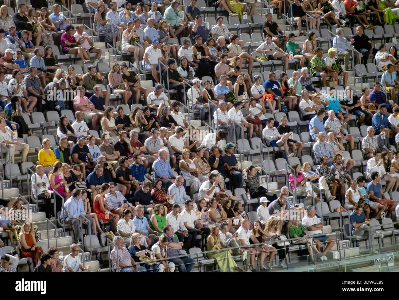 Les spectateurs du stade de tennis attendent le début de l'Acapulco Open Tennis Tournament, Acapulco, Guerrero, Mexique Banque D'Images