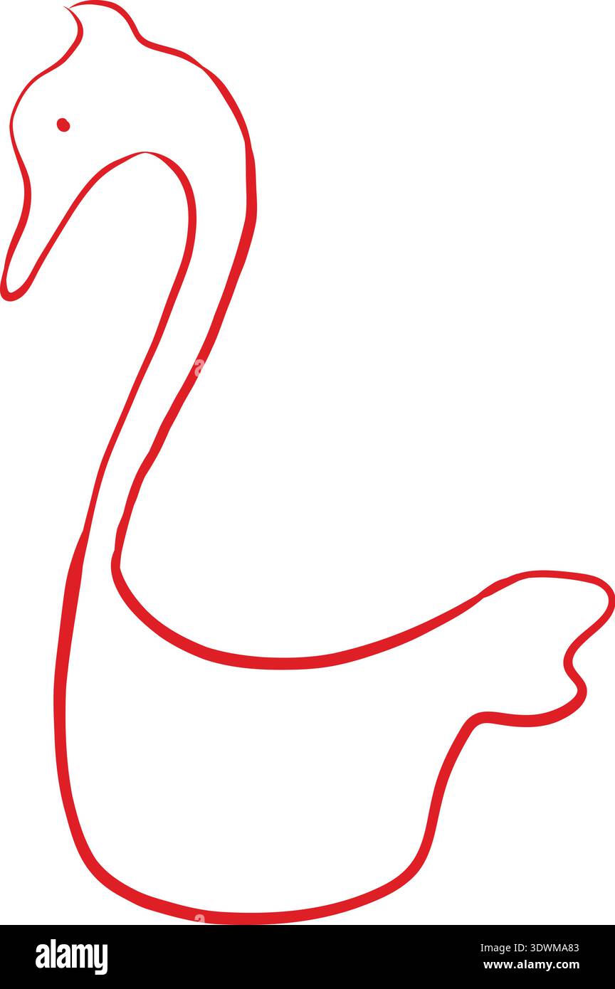 Élément vectoriel, cygne, contour, style rustique, a la Rus, style slave, élément décoratif Illustration de Vecteur