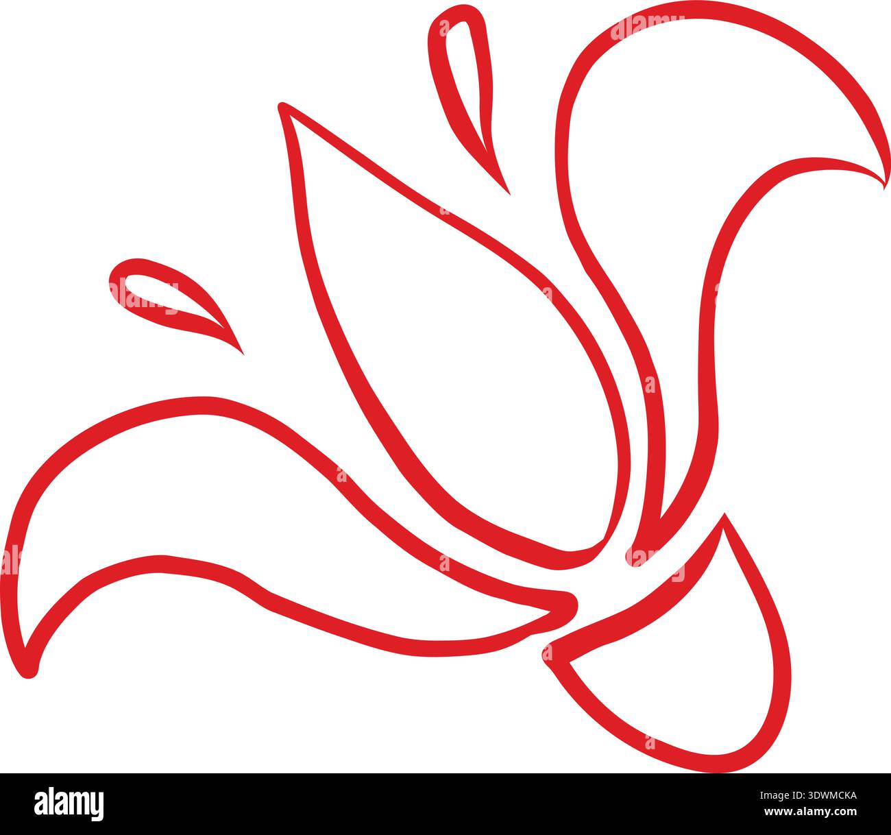 élément vectoriel, fleur, lis sans remplissage, rustique, a-la rus, style slave, élément décoratif, simple Illustration de Vecteur