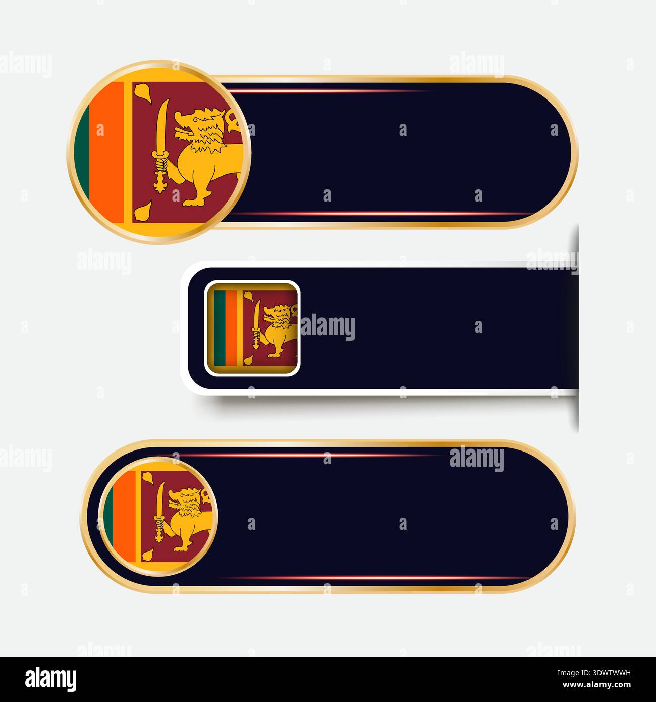 Shiny Sri Lanka Flag Banners Set, conception modifiable vectorielle, peut être utilisé pour la conception d'affaires ou de présentation. Illustration de Vecteur