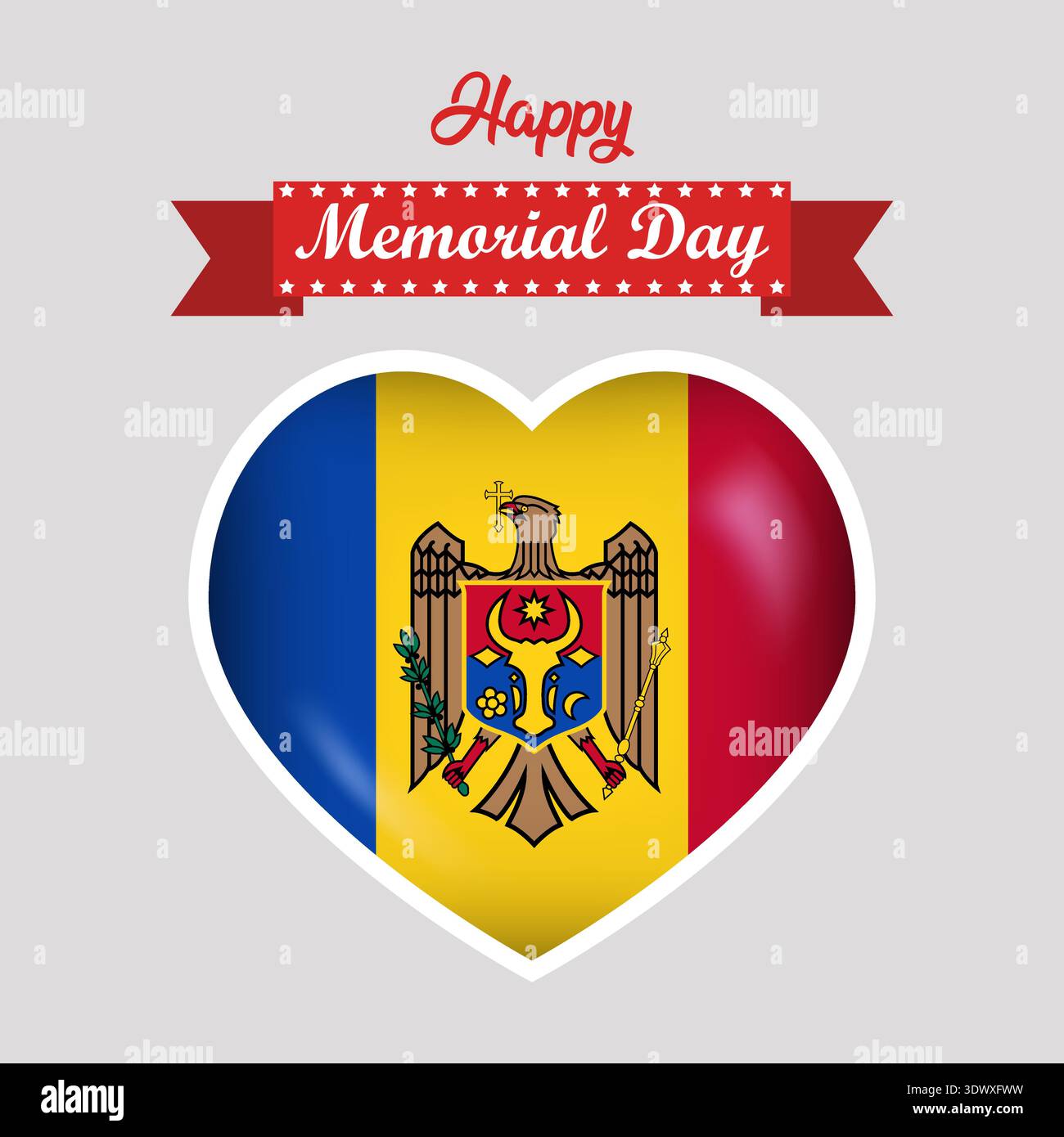 Happy Memorial Day Moldavie Flag Heart Banner, conception modifiable vectorielle, peut être utilisée pour la conception d'affaires ou de présentation. Illustration de Vecteur