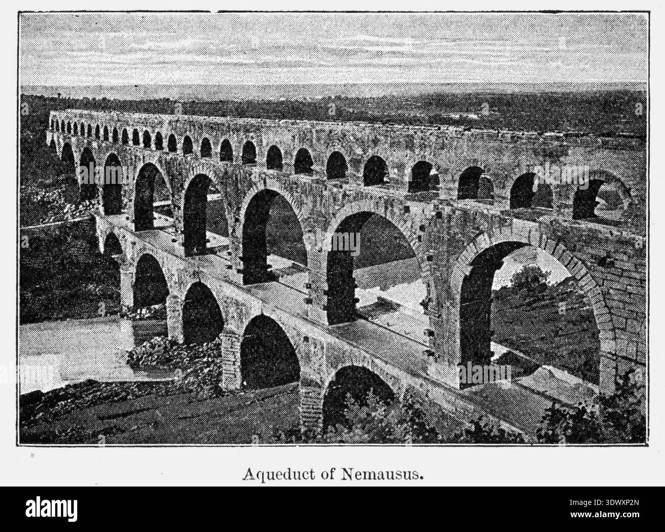 Photographie du XIXe siècle de l'aqueduc de Nemausus Banque D'Images