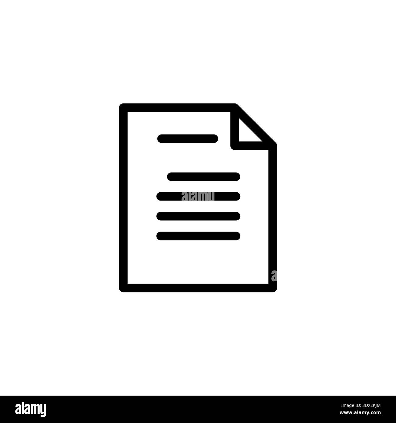 Icône de fichier de document minimal dans le style monoline de contour propre représentant des rapports, des documents, des fichiers texte et des documents numériques. Convient pour le bureau Illustration de Vecteur