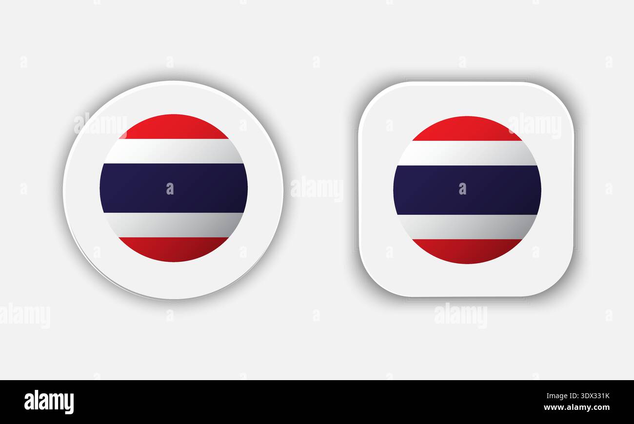 Icône de bouton drapeau national arrondi de Thaïlande, conception modifiable vectorielle, peut être utilisée pour la conception d'affaires ou de présentation. Illustration de Vecteur