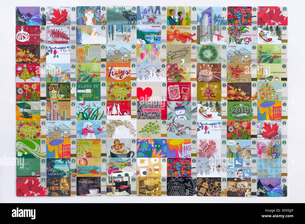 Arrangement de collecte des cartes-cadeaux Starbucks par Pamela Brunswick Banque D'Images