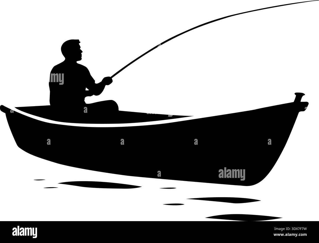 Pêche à partir de bateau Silhouette illustration vectorielle Illustration de Vecteur