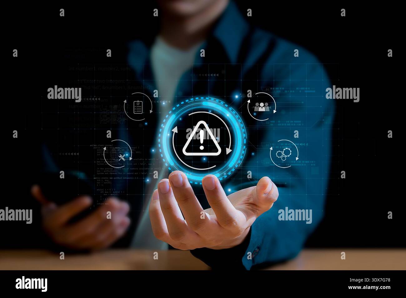 Gestion des incidents du concept d'entreprise, l'homme d'affaires utilise la technologie gestion des incidents communication numérique mettant l'accent sur réduire les risques Banque D'Images