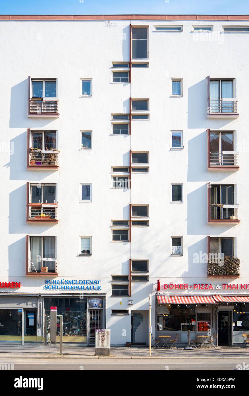 Logement de Hans Scharoun, Neues Bauen, détail de la façade, Königin-Elisabeth-Straße, Charlottenburg, Berlin, Allemagne, 1928 Banque D'Images