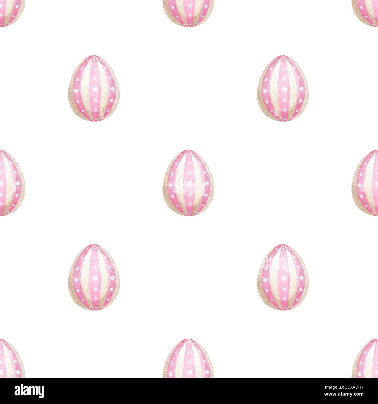 Motif sans couture festif de Pâques avec des œufs roses, dessiné à la main à l'aquarelle. Banque D'Images
