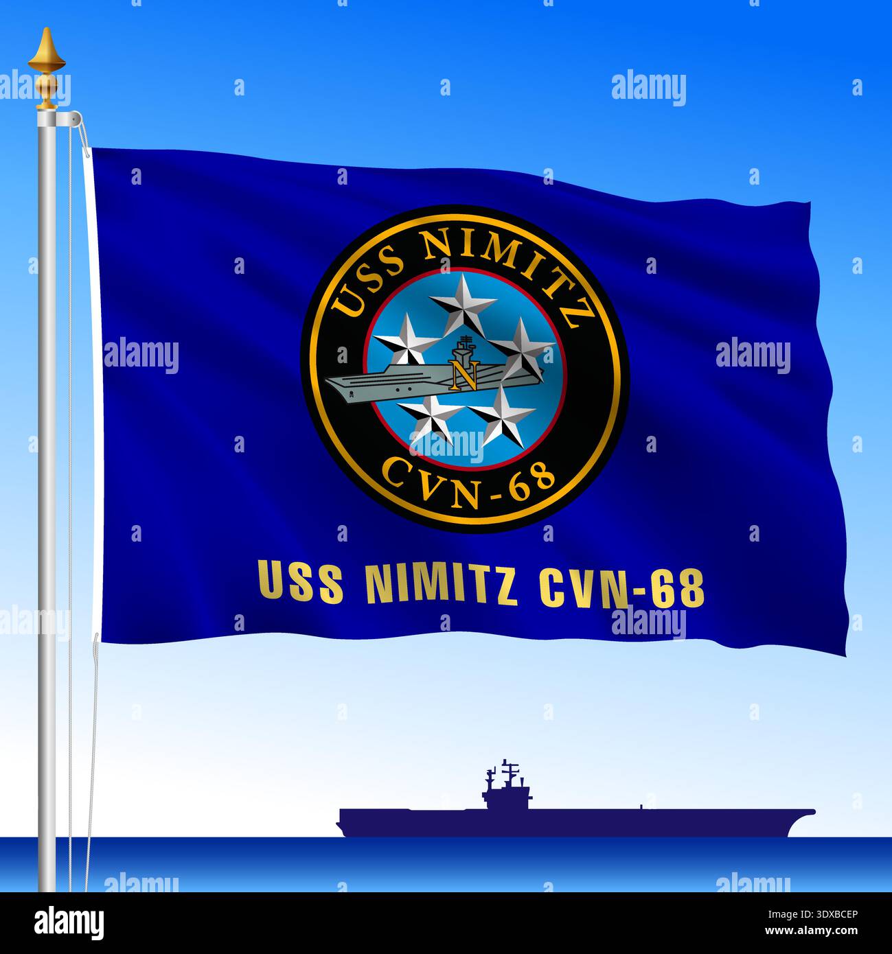 Drapeau USS Navy Nimitz avec écusson, illustration vectorielle Illustration de Vecteur